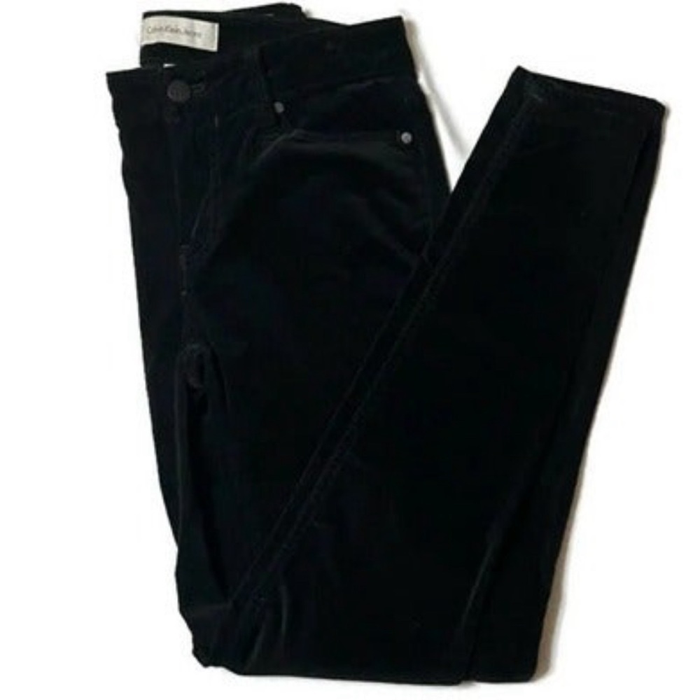 Calvin Klein Leggings Pants Size 2 Black Faux‎ Velvet